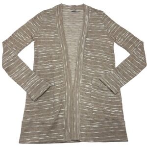 Splendid Cardigan‎ Womens Medium Tan White Space Dye Open Front Sweater